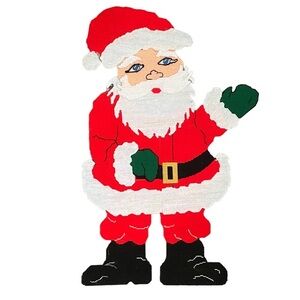 Vintage Plastic Canvas Santa Decoration Large